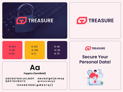 TREASURE - Logo Design Concept brand identity branding concept creative data design designer portfolio hosting information internet logo logo designer modern safety security server storage technology treasure vpn