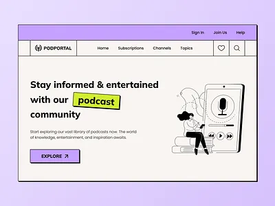 Podcast Website Concept | Neo-Brutalism brutalism design figma neo brutalism ui user interface ux ux ui web design