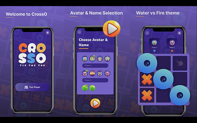 CrossO - "TicTacToe" 3d animation applicationdevelopment design game gameapplication gamingapp graphic design mobileapplication ui uiux ux