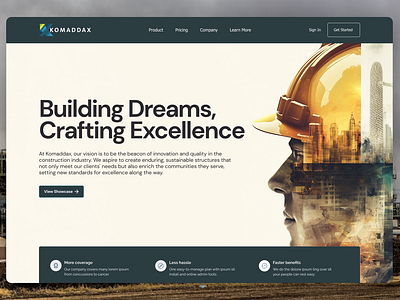 Industrial style landing page hero section branding design figma figma component industrial marketing ui uiux webdesig