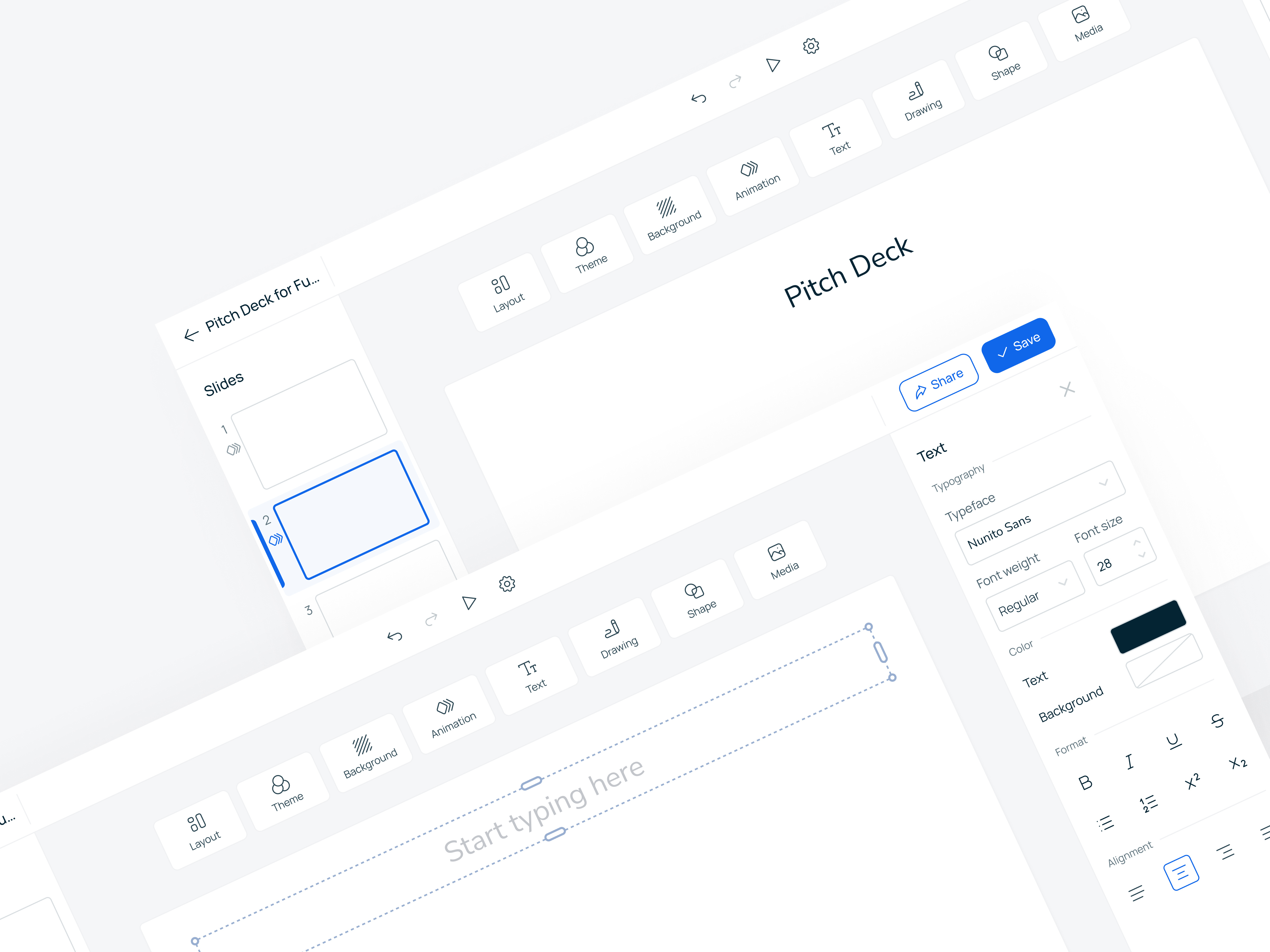 Presentation Editor app craft design design system editor formatting minimal presentation saas team text text editor ui ux web