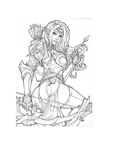 Claire - Seven Knights 2 pin up art commission artcommission commission fanart fantasy fantasyart gameart lineart pencilart traditionalart