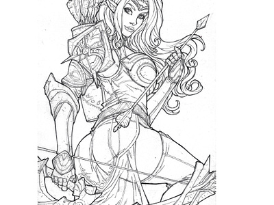 Claire - Seven Knights 2 pin up art commission artcommission commission fanart fantasy fantasyart gameart lineart pencilart traditionalart