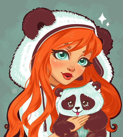 Panda art cartoon character cute digital art girl illustration panda portrait procreate