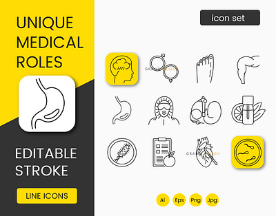 Medical professions icon set in vector podiatrist