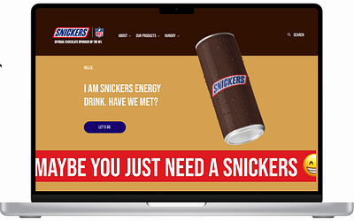 Snickers Energy Drink | Hero Landing UI branding energy drink landing page packaging design snickers ui design ux design uxui designer web design