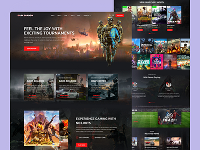 DARK SHADOW - Gaming Landing Page 3d @design @design community animation branding design game gaming graphic design illustration landing page landing page design logo motion graphics popular design ui ui design uiux ux design website design