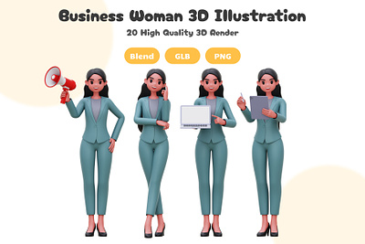 Business Woman 3D illustration 3d 3d artwork 3d character 3d icon 3d modeling app blender blender 3d character character illustration design graphic design illustration modeling presentation ui uxux zbrush