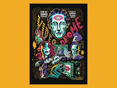 Videodrome 80s horror 80s movie poster 80s scifi alternative movie poster body horror comic poster david cronenberg dead ringers gory movies halil karasu horror art horror poster poster illustration scanners science fiction slasher movies slasher poster the brood vhs tape videodrome