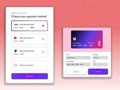 Payment Method page bank bank ui bank ux design mastercard pay payment payment ui payment ux paypal ui uiux ux visa