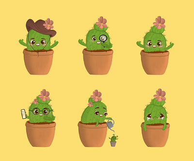 Cactus Characters Design branding cactus character design design digital ıllustration drawing illustration