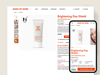 Made of More - Product Page bold brand menopause minimal product page web design