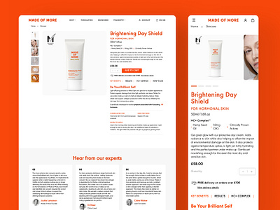 Made of More - Product Page ingredients menopause product page skincare web design