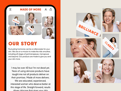 Made of More - About Us Page about us our story skincare ui web design