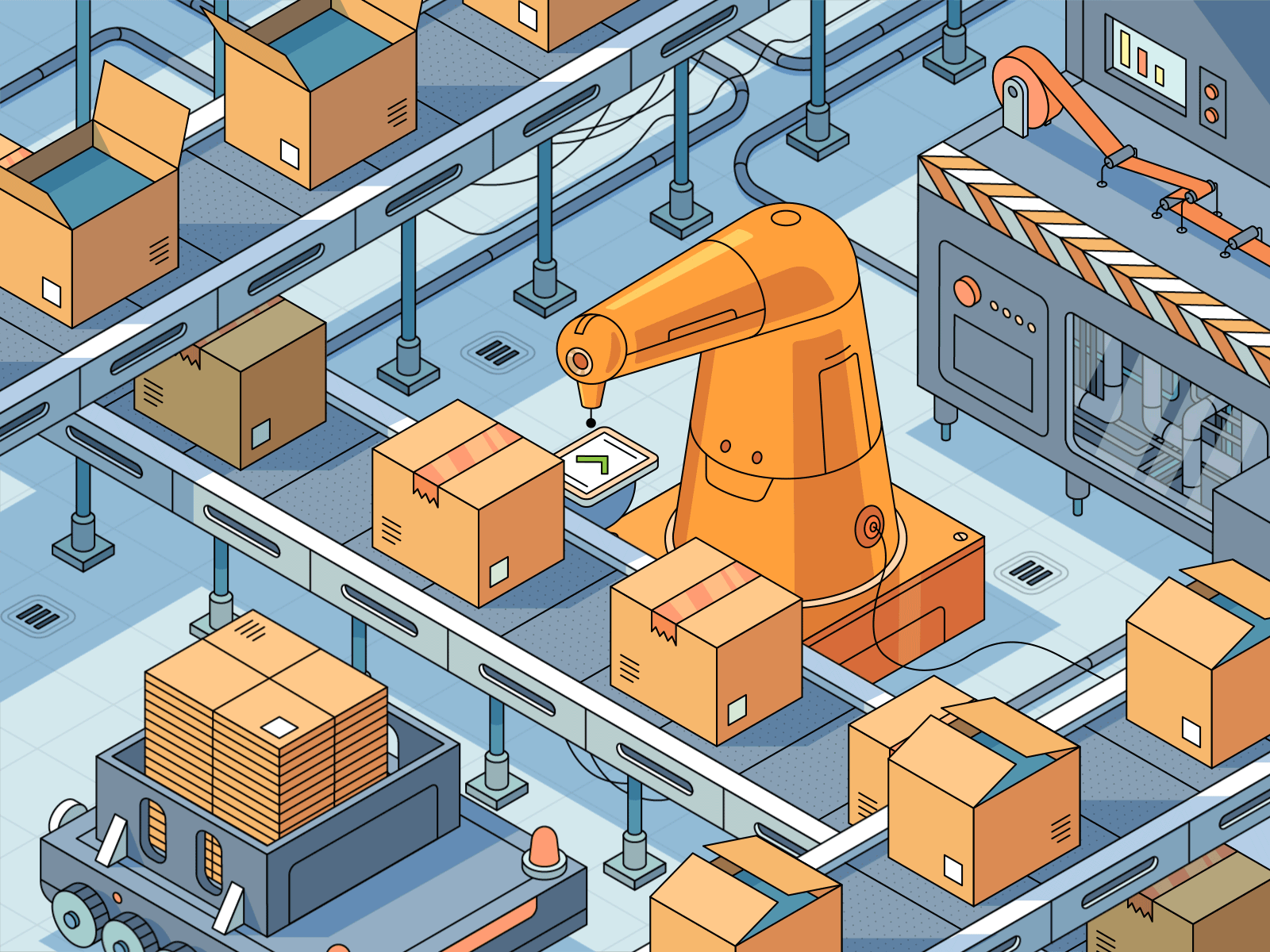 Factory Settings animation concept dribbble factory fireart fireart studio gif illustration isometric machines