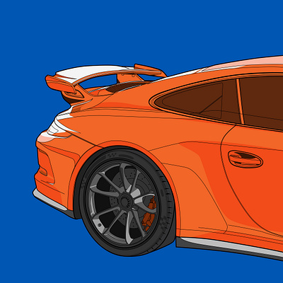 Blue & Orange graphic illustration livetrace porsche911 vector