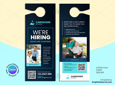 Caregivers Hiring Canva Door Hanger Template canva canva template design caregiver agencies door hanger caregiver door hanger caregiver hiring door hanger caregiving at home caregiving door hanger door hanger elder care door hanger hiring door hanger home care hiring door hanger