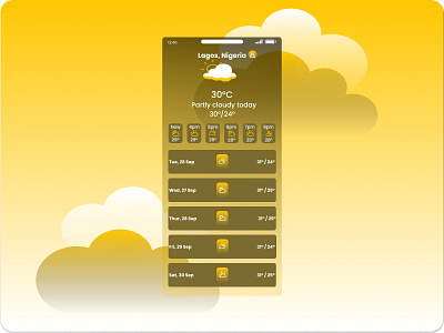 Weather forecast screen of a city app design dailyui dailyuichallenge graphicdesign mobile ap product design ui uiux weatherforecast