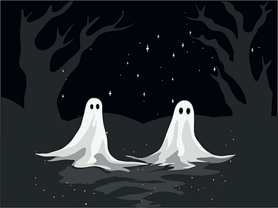 Halloween Ghostly Spirits Illustration - Elegant White Phantoms ethereal ghostly apparitions halloween halloween decorations illustration mysterious atmosphere supernatural presence white spirits