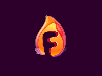 F letter logo in fire flame design eco f fire flame icon letter lettering logo mark negative space