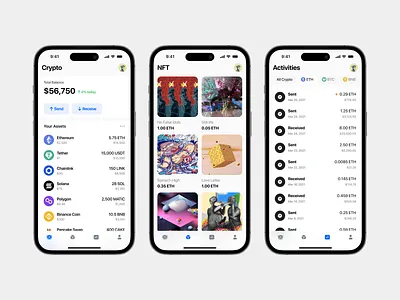 DeFi Crypto Wallet App Concept iOS Design bitcoin coinbase crypto cryptocurrency indonesian ios iosapp mobile app nft nft app swift swiftui ui design wallet wallet app