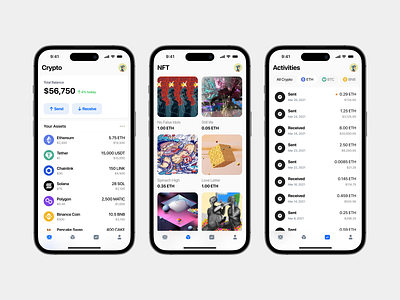 DeFi Crypto Wallet App Concept iOS Design bitcoin coinbase crypto cryptocurrency indonesian ios iosapp mobile app nft nft app swift swiftui ui design wallet wallet app