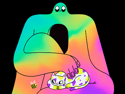 ❤️ 🧡 💛 Friendly soul 💚 💙 💜 NFT 2d illustration animacion animation cat character design colorful colors cryptoart design digital illustration giant gif illustration ilustracion nft peace procreate psychedelic rainbow tezos blockchain