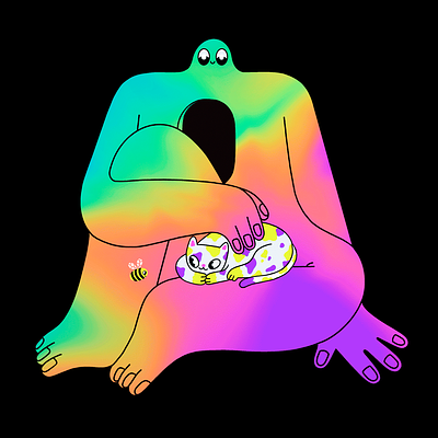 ❤️ 🧡 💛 Friendly soul 💚 💙 💜 NFT 2d illustration animacion animation cat character design colorful colors cryptoart design digital illustration giant gif illustration ilustracion nft peace procreate psychedelic rainbow tezos blockchain