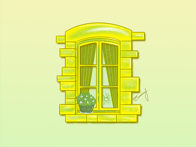 Inktober Day 29: Uh oh (broken window) 🪟 broken broken window design digital illustration illustration illustrator inktober procreate procreate art spot illustration uh oh window yellow window