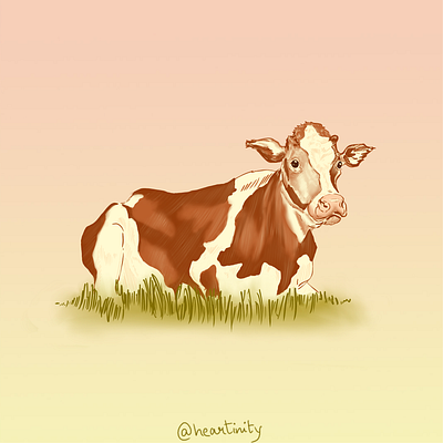 Inktober day: 31 "Farm" 🐄 cow design digital illustration farm farm animal illustration illustrator inktober moo procreate procreate art spot illustration