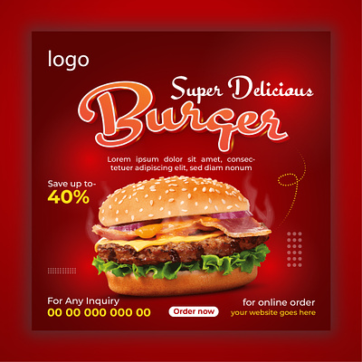 Social media post burger burger design business online byzed ahmed byzed designer design designer facebook social media post graphic designer social media busienss social media post