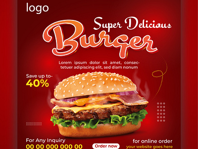 Social media post burger burger design business online byzed ahmed byzed designer design designer facebook social media post graphic designer social media busienss social media post