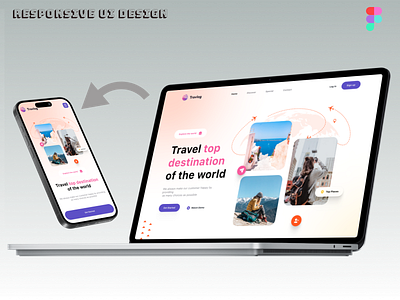 Responsive Travelling App UI Design Using Figma appdesign desktop figma ipad mobileapp responsive responsivedesign travelapp ui uidesign uiux ux uxdesign
