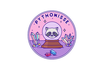 Pythonisse adventure animation apparel badge branding cute design emblem illustration landscape line lineart logo monoline patch pin sticker tshirt vector