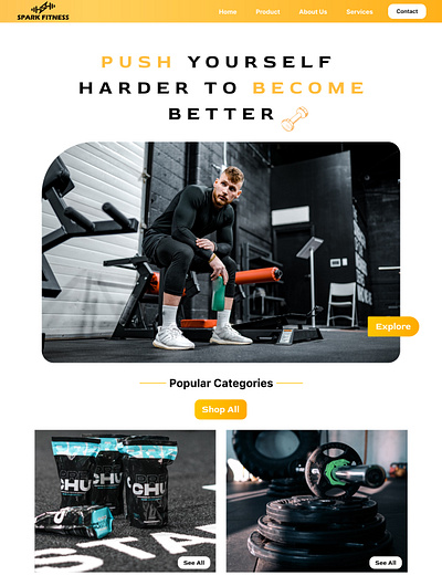 E-Commerce Gym Product Web Design app branding design figma illustration landing page logo prototype ui ux