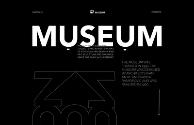 Main page of website for Museum of modern art in Brutalism style design graphic design logo