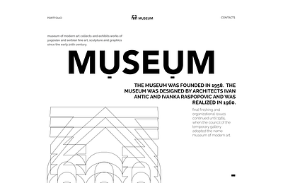 Main page of website for Museum of modern art in brutalism style design graphic design logo