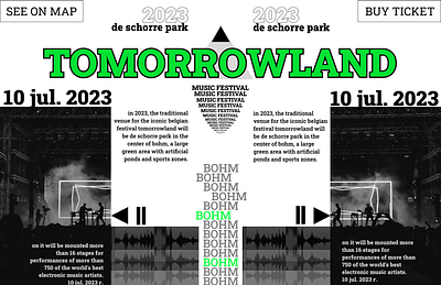 Main page of website for Tomorrowland music festival. design graphic design