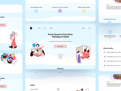 BookSwap - A landing page for a book exchanging website books community design desktop fantasy gif landingpage library mobile reading social trade ui ux