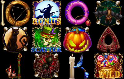 Set of symbols animation - Online casino game "Sweet Nasty" animation characters animation digital art digital designer gambling gambling animation gambling art game art game design game designer graphic design halloween animation halloween symbols motion graphics slot animation slot design symbols animation symbols design