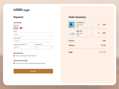 DAY 002 / CHECKOUT brown color palette checkout checkout page credit card ui ux