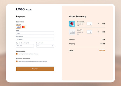 DAY 002 / CHECKOUT brown color palette checkout checkout page credit card ui ux