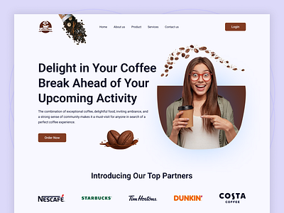 Coffee Shop Web Header americano beans coffee black coffee branding coffee coffee bite coffee cup coffeeshop cold coffee design ecommerce expresso homepage landing page minimal nescafe product design ui ux website