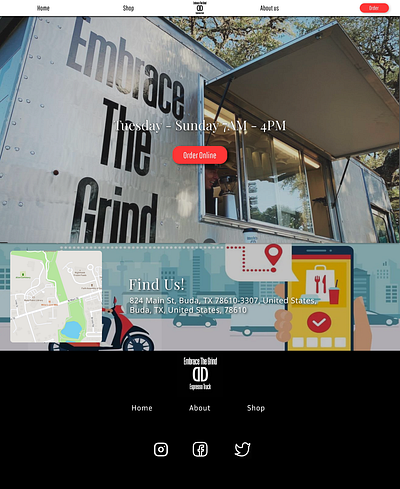Embrace the Grind Webdesign branding coffee design landingpage ux website