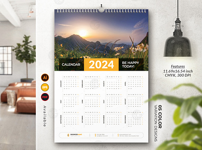 1-Page Wall Calendar 2024 one page wall calendar 2024