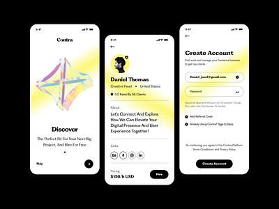 App UI app ui branding design freelancer job search login mobile app mobile ui onboarding pricing product design profile signup typography ui ui ux user experience user profile ux web app