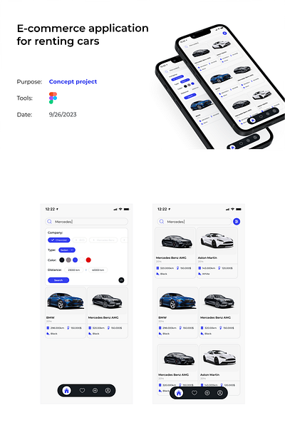 E-commerce application for renting cars (concept work) branding design ecommerce graphic design illustration logo mobile app ui ux ui vector web design