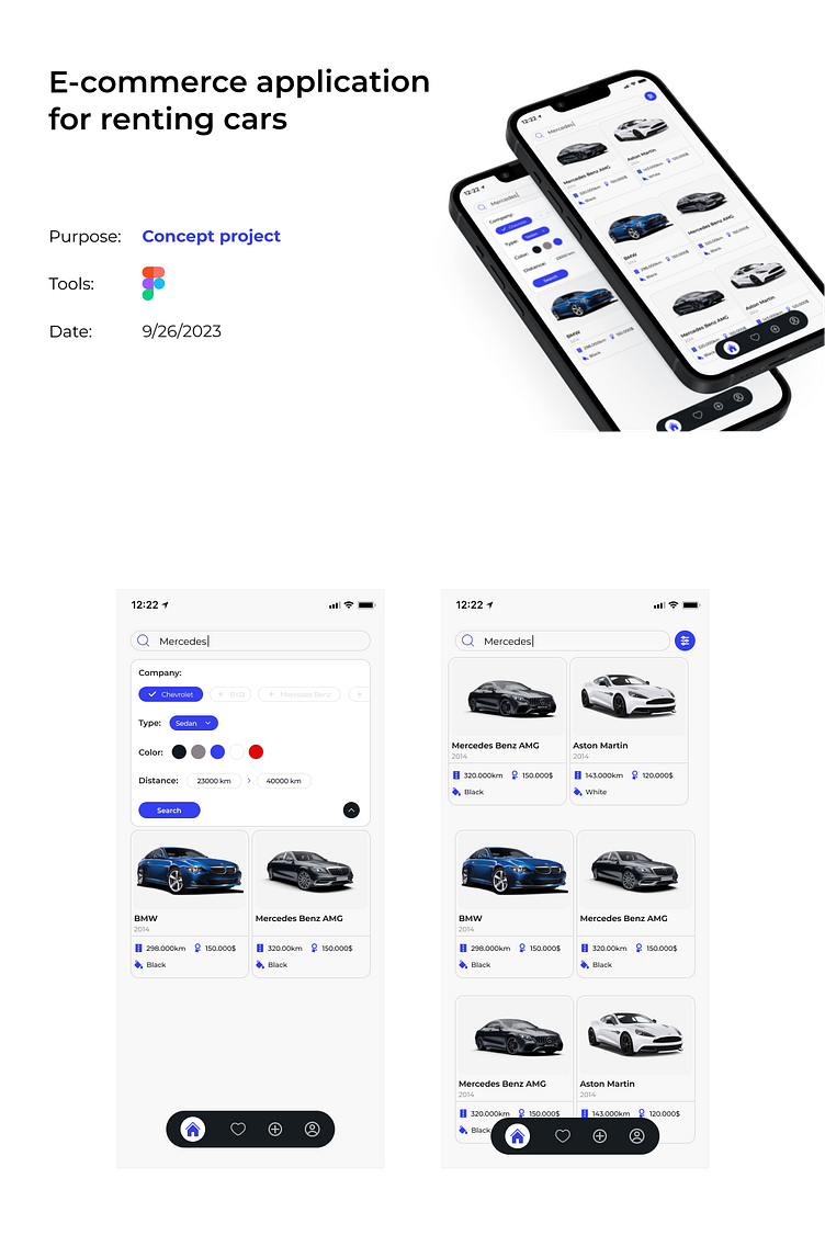 E-commerce application for renting cars (concept work) by Mahmudjon
