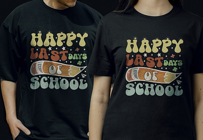 Happy Last Days of School T-shirt Design 70s throwback shirt boho vibes top branding flower power t shirt groovy art tee hippy chic t shirt pop art style top trendy 70s apparel vintage groove tee