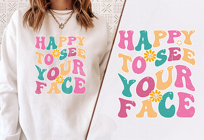 Happy To See Your Face T-shirt 70s nostalgia shirt branding colorful boho tee funky graphic tee graphic design groovy era fashion psychedelic dreams top retro graphic shirt retro inspired to trendy 70s apparel vintage color palette te